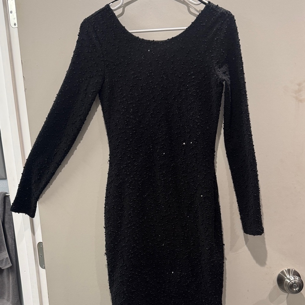 Jennifer Lopez Black Long Sleeve Dress